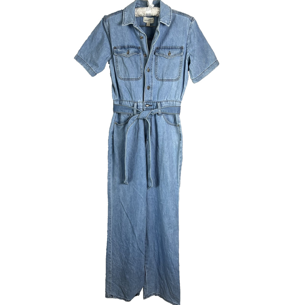 Universal Thread Jumpsuit Women's Size 2 Denim Short Sleeve Belted